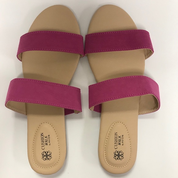 NWT Avon Double Strap Faux Suede Slide Sandal Sz 8 - Picture 2 of 6